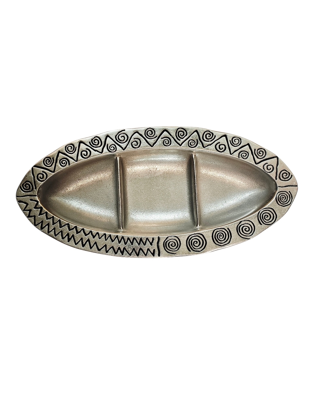 Wilton Armetale Reggae Oval 3-Part Divided Serving Tray Platter